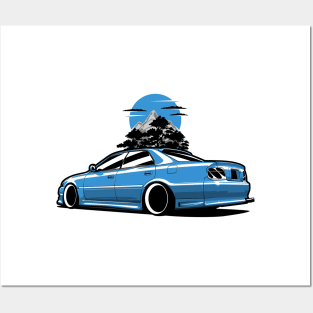 Blue Chaser JDM Classic Legend in Mountains Posters and Art